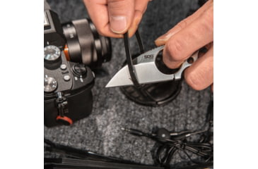 Image of SOG Specialty Knives &amp; Tools Snarl Fixed Blade Knife, 2.3in, 9Cr18MoV Blade, Sheepsfoot, Silver, Silver Handle, Black, SOG-JB01K-CP