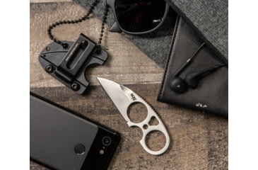 Image of SOG Specialty Knives &amp; Tools Snarl Fixed Blade Knife, 2.3in, 9Cr18MoV Blade, Sheepsfoot, Silver, Silver Handle, Black, SOG-JB01K-CP