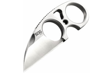 Image of SOG Specialty Knives &amp; Tools Snarl Fixed Blade Knife, 2.3in, 9Cr18MoV Blade, Sheepsfoot, Silver, Silver Handle, Black, SOG-JB01K-CP