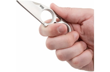 Image of SOG Specialty Knives &amp; Tools Snarl Fixed Blade Knife, 2.3in, 9Cr18MoV Blade, Sheepsfoot, Silver, Silver Handle, Black, SOG-JB01K-CP