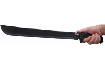 Image of SOG Specialty Knives &amp; Tools SOGFari Machete Fixed Blade Knife, 18in, 3Cr13 Blade, Machete, Black, Kraton Handle, Black/Black, SOG-MC02-N