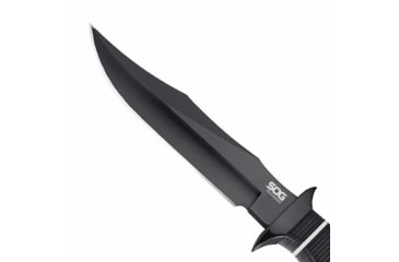 Image of SOG Specialty Knives &amp; Tools Tech Bowie Fixed Blade Knife, 6.4in, AUS-8 Blade, Clip Point, Black, Kraton Handle, Black, SOG-S10B-K