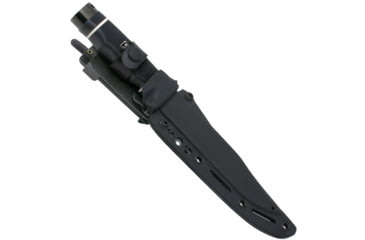 Image of SOG Specialty Knives &amp; Tools Tech Bowie Fixed Blade Knife, 6.4in, AUS-8 Blade, Clip Point, Black, Kraton Handle, Black, SOG-S10B-K