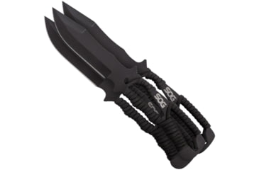 Image of SOG Specialty Knives &amp; Tools Throwing Knives w/Nylon Sheath, 3-Pack, Stamped, 4.4in, 420 Stainless Blade, Black, Glass-Reinforced Nylon Handle, SOG-F041TN-CP