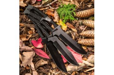 Image of SOG Specialty Knives &amp; Tools Throwing Knives w/Nylon Sheath, 3-Pack, Stamped, 4.4in, 420 Stainless Blade, Black, Glass-Reinforced Nylon Handle, SOG-F041TN-CP