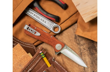 Image of SOG Specialty Knives &amp; Tools Twitch II Folding Knife, 2.65in, AUS-8 Blade, Drop Point, Brown, Rosewood Handle, Silver, SOG-TWI17-CP