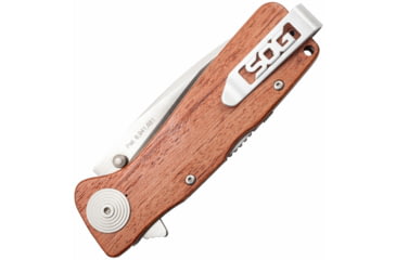 Image of SOG Specialty Knives &amp; Tools Twitch II Folding Knife, 2.65in, AUS-8 Blade, Drop Point, Brown, Rosewood Handle, Silver, SOG-TWI17-CP
