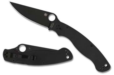 Image of Spyderco Military 2 Folding Knife by Sal Glesser, 4in, Plain Black DLC CPM S30V, Drop Point Blade, Black Textured G10 Handle Includes Pocket Clip, C36GPBK2