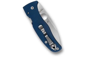 Image of Spyderco Bodacious Folding Knife, 3.63 in, CPM SPY27, Drop Point, Satin Finish, Silver, G10, Blue Handle, C263GPCBL