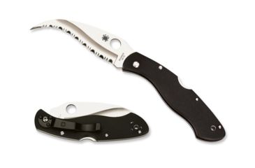 Image of Spyderco Civilian Black G-10 Handle, Serrated Blade Fold Knife C12GS