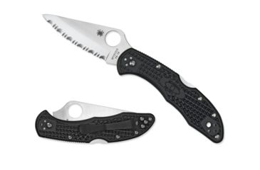 Image of Spyderco Delica4 Lightweight Black FRN Handle, Serrated Blade Fold Knife C11SBK