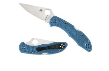 Image of Spyderco Delica4 Lightweight Blue FRN Handle, Flat Ground FE Blade Fold Knife C11FPBL
