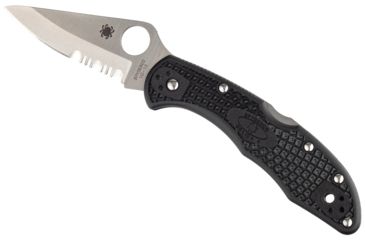Image of Spyderco Delica4 Lightweight FRN Handle, Partially Serrated Blade Folding Knife, Black, C11PSBK