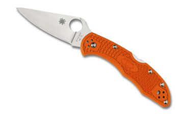 Image of Spyderco Delica4 Lightweight Orange FRN Handle, Flat Ground FE Blade Fold Knife C11FPOR