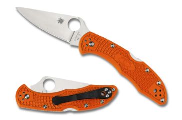 Image of Spyderco Delica4 Lightweight Orange FRN Handle, Flat Ground FE Blade Fold Knife C11FPOR
