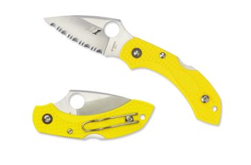 Image of Spyderco Dragonfly2 Yellow FRN Handle, H-1 Serrated Blade Fold Knife C28SYL2