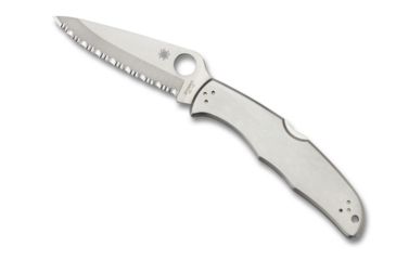 Image of Spyderco Endura 4 Folding Knife, 3.8in, VG-10, Drop Point Serrated Blade, Stainless Steel, Silver Handle, C10S