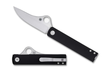 Image of Spyderco Essenza Folding Knife, 3.19in, N690Co, Modified Clip Blade, Satin, Aluminum, Black Handle, 716104000692