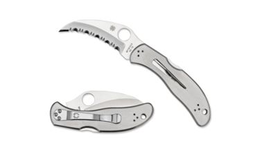 Image of Spyderco Harpy Folding Knife, 2.75in, VG-10, Serrated Hawkbill Blade, Stainless Steel Handle, C08S