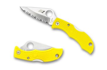 Image of Spyderco Ladybug3 Salt Yellow FRN Handle, H-1 Serrated Blade Fold Knife LYLS3