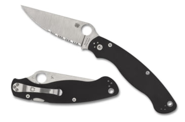 Image of Spyderco Military 2 Folding Knife by Sal Glesser, 4in, CPM S30V Steel, Partially Serrated Clip Point Blade, Black G-10 Handle, C36GPS2