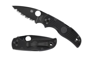 Image of Spyderco Native 5 Lightweight Folding Knife, 3.11in, CPM S30V, Drop Point, Black Blade, Serrated, FRN Black Handle, C41SBBK5