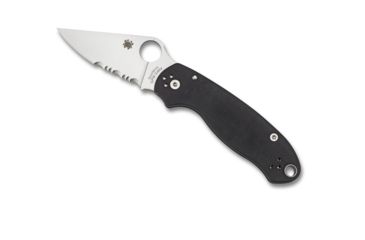 Image of Spyderco Para 3 Folding Knife, Combo Blade, Satin Finish, Black Handle, C223GPS