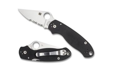 Image of Spyderco Para 3 Folding Knife, Combo Blade, Satin Finish, Black Handle, C223GPS