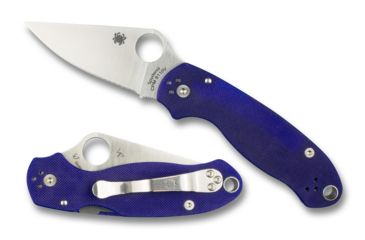Image of Spyderco Para 3 Folding Knife, Plain Edge, Satin Finish, Dark Blue Handle, C223GPDBL