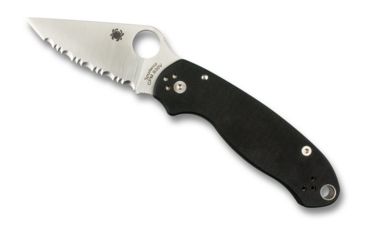 Image of Spyderco Para 3 Folding Knife, Serrated Blade, Satin Finish, Black Handle, C223GS