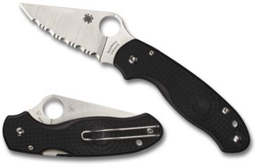 Image of Spyderco Para 3 Lightweight Folding Knife, 2.93in, CTS BD1N, Serrated Leaf Blade, Black FRN Handle, C223SBK