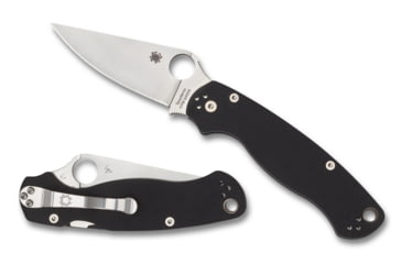 Image of Spyderco Para Military 2 Folding Knife, 3.45 in, CPM S45VN, Black, G-10 Handle, PlainEdge Blade, C81GP2