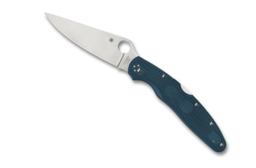 Image of Spyderco Police 4 Folding Knife, 4.4in, K390 Steel, Leaf Blade, PlainEdge, FRN Blue Handle, C07FP4K390