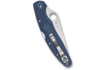 Image of Spyderco Police 4 Lightweight Folding Knife, 4.38in, CPM SPY27, Clip Point Blade, Satin Finish, Silver, Blue FRN Handle, C07PCBL4