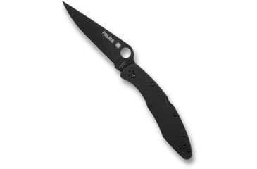 Image of Spyderco Police Model Folding Knife, 4.2 in, VG-10 Stainless Steel, Plain Edge, Clip Point Blade, TiCN Finish, Black Stainless Steel Handle, C07BKP
