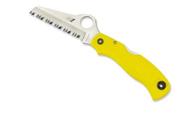 Image of Spyderco Saver Salt Yellow FRN Handle, H-1 Serrated Blade Fold Knife C118SYL