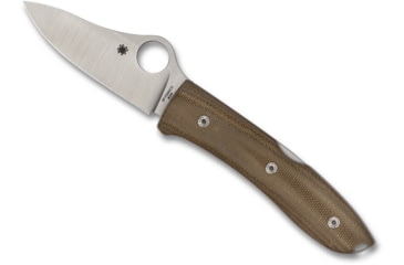 Image of Spyderco SpyOpera Folding Knife, 2.88in, M390 Steel, Leaf Blade, Canvas Micarta Scales Handle, Designed by Max, Brown, C255CMP
