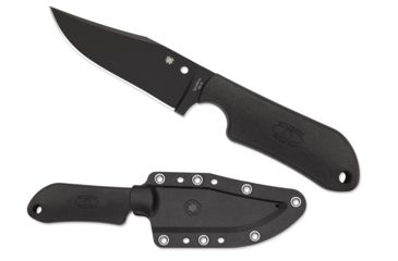 Image of Spyderco Street Beat Lightweight Fixed Blade Knife, 3.5in, VG-10, Drop Point, Plain Edge, Black Blade, FRN Black Handle, FB15PBBK