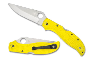 Image of Spyderco Stretch 2 Lightweight Salt Folding Knife, 3.95in, H2 Steel, SpyderEdge Serations, FRN Handle, Yellow/Silver, C258SYL