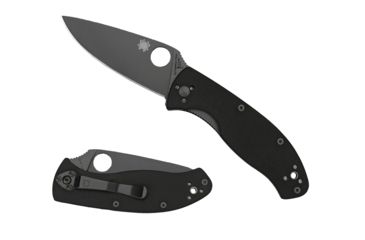 Image of Spyderco Tenacious Folding Knife, 3.39 in, 8Cr13MoV, Black Plain Leaf Blade, Black G-10 Handle, C122GBBKP