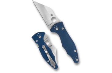 Image of Spyderco Yojimbo 2 G-10 CPM SPY27 3.2in Folding Knife, CPM SPY 27 Blade Steel, Plain Edge, Satin Finish, Silver, Blue G-10 Handle, C85GPCBL2