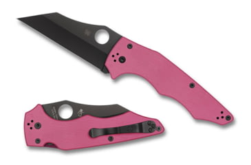 Image of Spyderco YoJumbo Folding Knife, 3.98 in, CPM S30V, Black DLC, Wharncliffe, G-10, Pink, 716104018543