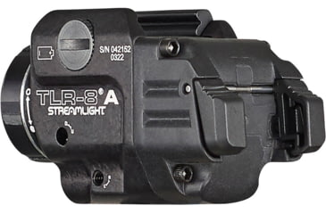 Image of Streamlight TLR-8 A Weapon Light and Laser, High Switch Mounted on TLR-8A, CR123A, Red Beam, 500 Lumens, Black, 69413