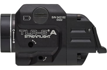 Image of Streamlight TLR-8 A Weapon Light and Laser, Low Switch Mounted on TLR-8A, CR123A, Red Beam, 500 Lumens, Black, 69412