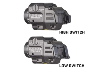 Image of Streamlight TLR-8A A Weapon Light and Laser, Both High and Low Switch Mounted on TLR-8A, CR123A, Green Beam, 500 Lumens, Black, 69434