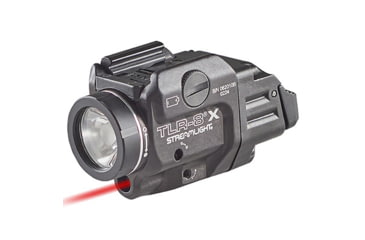 Image of Streamlight TLR-8A A Weapon Light and Laser, Both High and Low Switch Mounted on TLR-8A, CR123A, Red Beam, 500 Lumens, Black, 69414