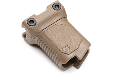 Image of Strike Industries Angled Vertical Short Grip with Cable Management for 1913 Picatinny Rail, FDE, SI-AR-CMAG-RAIL-S-FDE