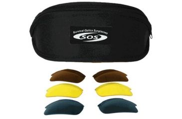 Image of Survival Optics Sunglasses X Change/Unleashed Sunglasses, Aluminum Blue Frame, Pouch/SOS Logo, Pc Blue Xlt, Smoke, Yellow Lens 1012