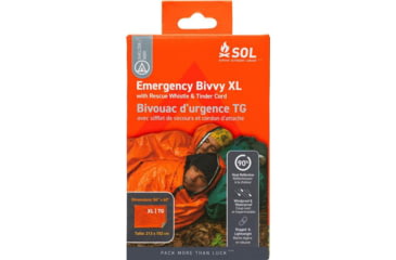 Image of Survive Outdoors Longer Emergency Bivvy XL with Rescue Whistle, Orange, 0140-1144