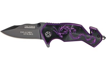 Image of Tac Force Dragon Strike A/O Fold Knife, black coated HC steel blade, Purple anodized Alum. handle TF686BP